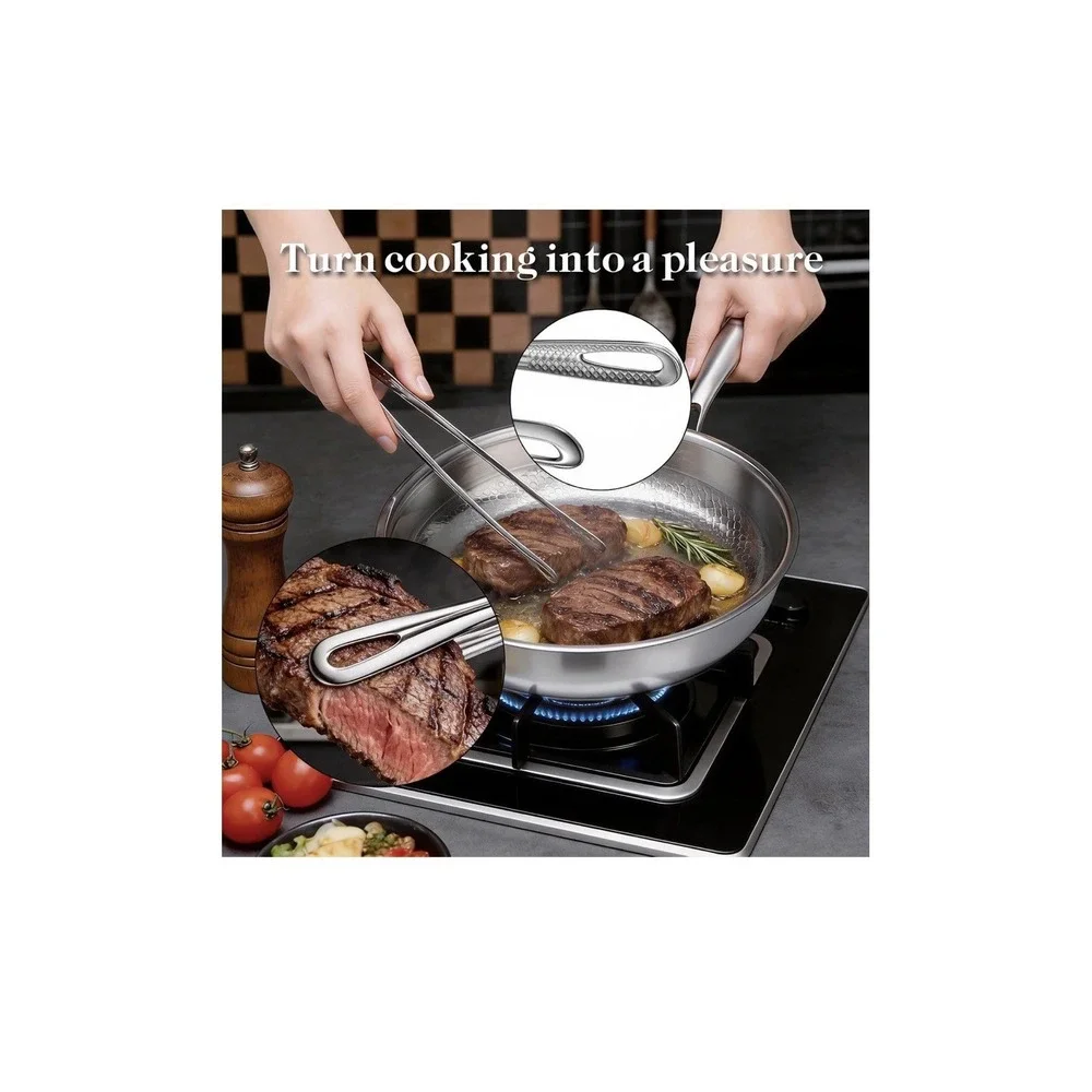 12N35/ Titanium Pans for Cooking, 12 Inch Frying Pan and Stainless Steel Tongs